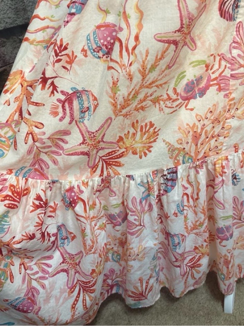 Taylor Coral and Cream Floral Tie-Front Maxi Dress cottagecore coastal - Picture 7 of 8